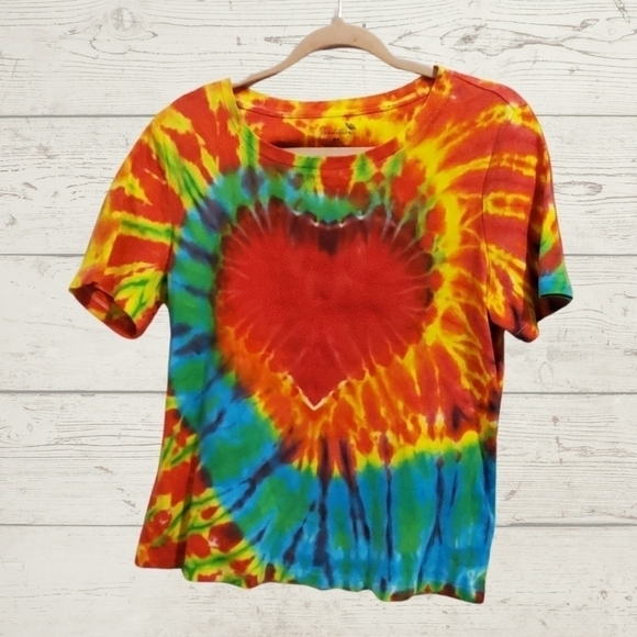 Tradition Multicoloured Tie-dye Heart T-shirt Medium - Picture 1 of 5